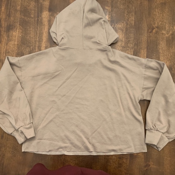 Altar'd State Beige/Tan Hooded Crop Top 'FAITH MAKES ALL THINGS POSSIBLE' Small - Picture 2 of 5